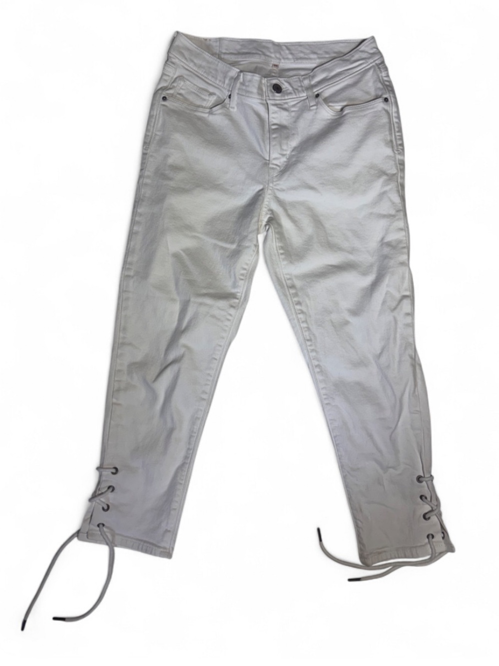 Levi's White Capri Grommet Lace-Up Ankle Skinny Jeans Women's 29